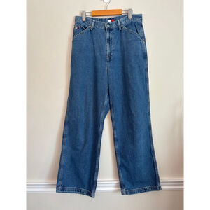 Vtg Tommy Hilfiger 1998 Y2K Womens Size 14 Wide Leg Big Flag Jeans 90s Classic